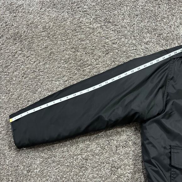 Vintage Bomber Jacket National Patrol Quilted Nylon Full Zip y2k Insulated Black - Picture 8 of 11